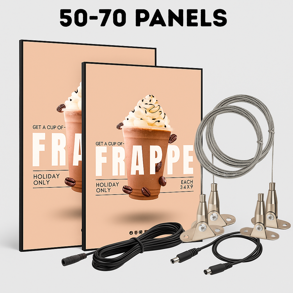 Bundle Deal – 15% OFF - 2 LED PANELS (50×70 cm) + 4 FREE Hanging Cable Kit + 2 Extension Cords