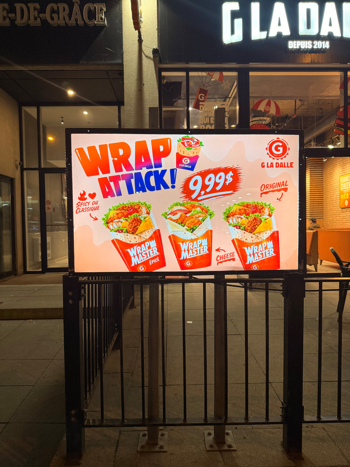 Illuminated Feeha promotional displays installed in a commercial space